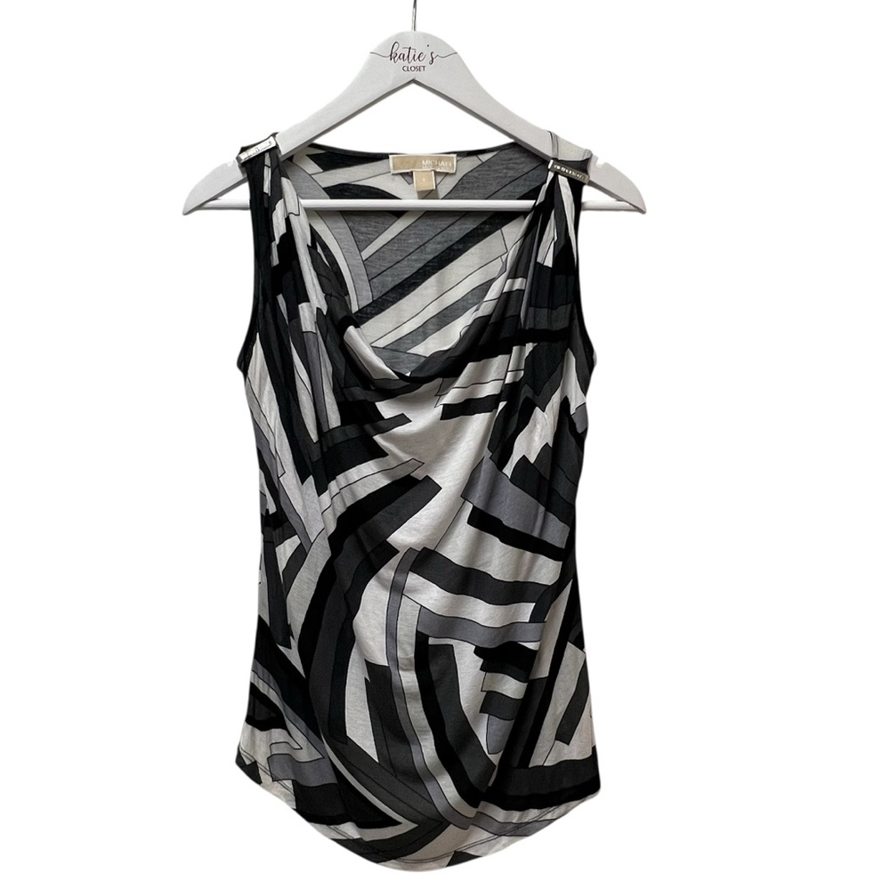 MICHAEL Michael Kors Black And White Geometric Sleeveless Tank Size Small